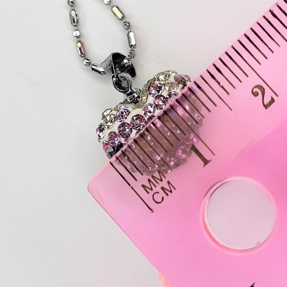 Heart Shape Mini Purple and Silver Rhinestone Small Pendant Necklace - Picture 6 of 6